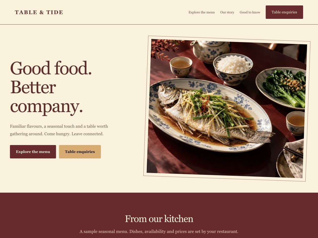 Table & Tide — Neighbourhood Restaurant